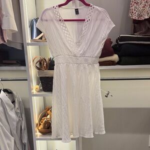 SHEIN Cream Mini Dress with Eyelet Detail